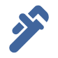 A blue icon of an adjustable wrench, representing Impact Plumbing, is shown on a light gray background—ideal for illustrating quality plumbing services in Las Vegas NV.